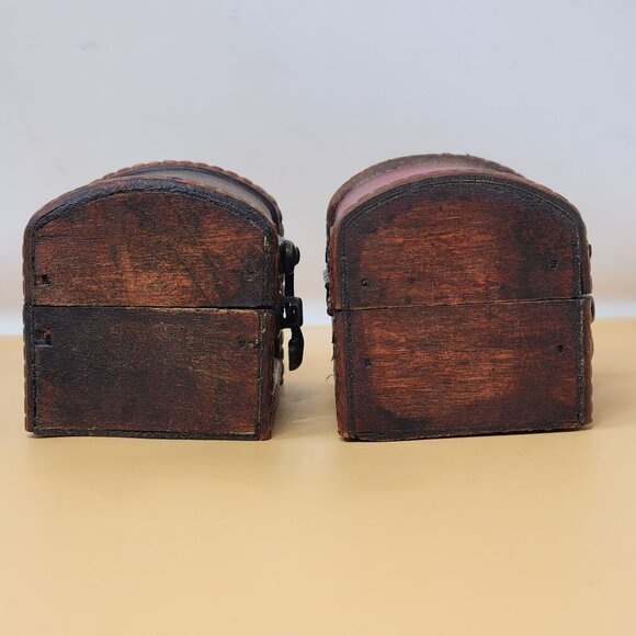 Set Of 2 Antique Style Mini Wooden Treasure Chest Boxes With Latch - Picture 4 of 14